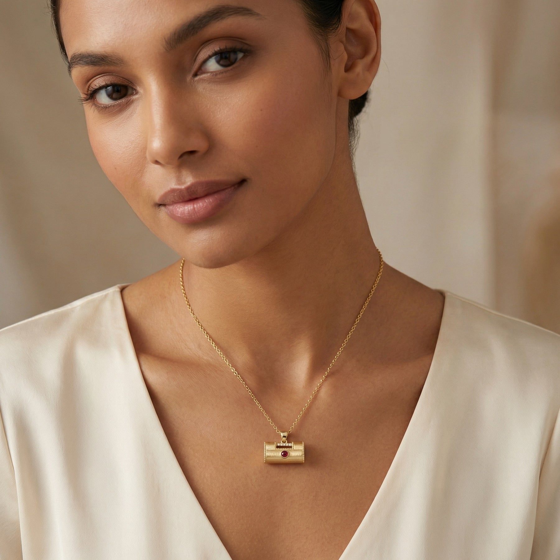 Textured Longevity Lock Necklace – sterling silver necklace, close-up