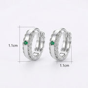 Deep green Huggie Hoop Earrings – green stone earrings, side detail