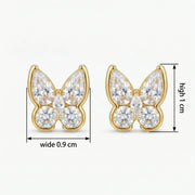 Butterfly Studs, Marquise and Pear – sterling silver earrings, front view