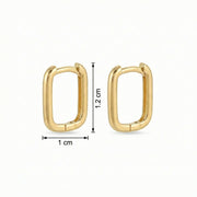 Sleek Rectangular Huggie Hoop Earrings – sterling silver earrings, side detail