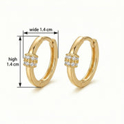 Huggie Hoops with Stone Center Detail – sterling silver earrings, front view