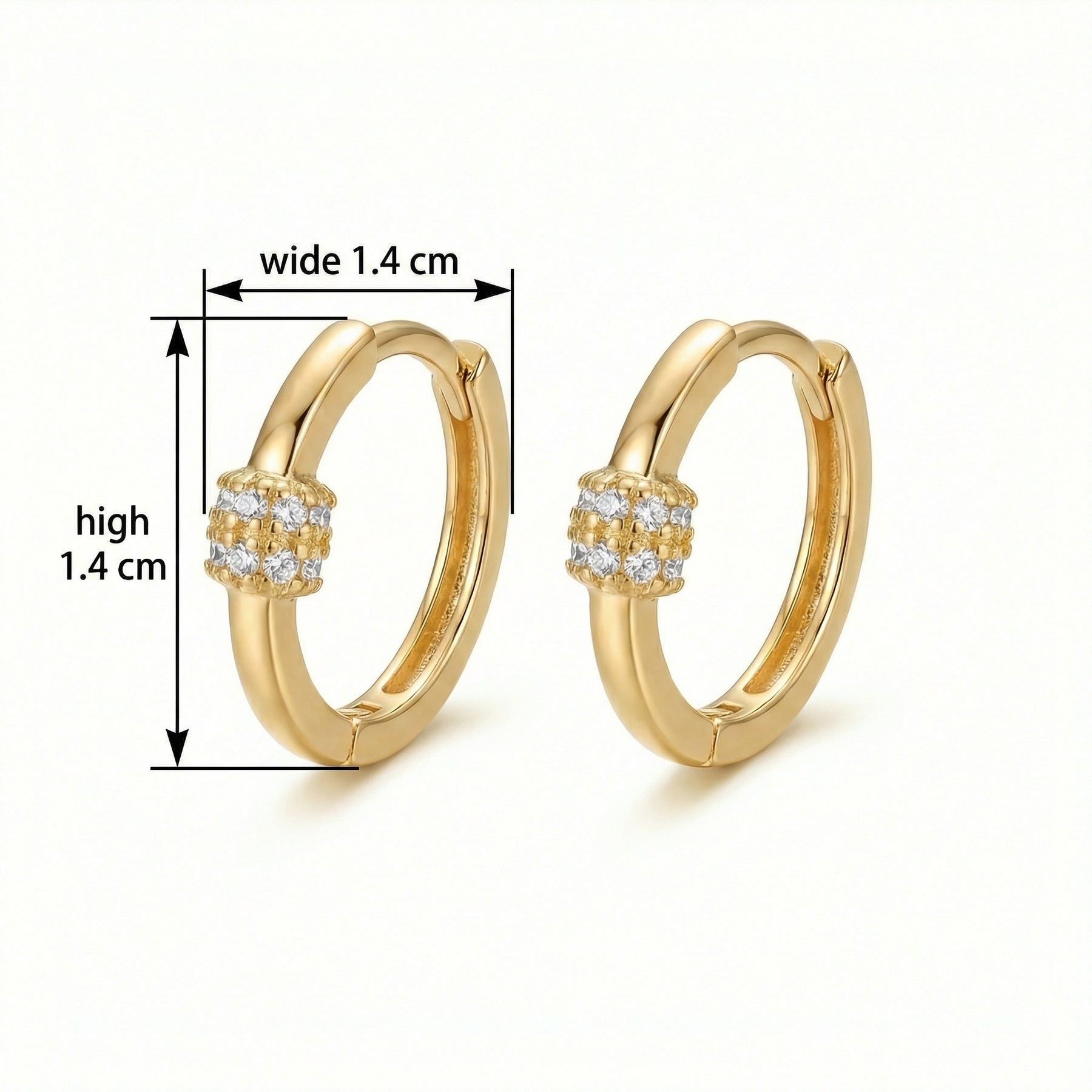 Huggie Hoops with Stone Center Detail – sterling silver earrings, front view