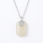 Rectangular White Jade Pendant Necklace – jade necklace, front view