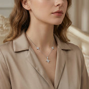 Marquise Floral Station Necklace – sterling silver necklace, side detail