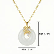 White Jade Circle Leaf Branch Necklace – jade necklace, front view