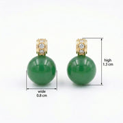 Jadeite Bead Stud Earrings – jade earrings, close-up