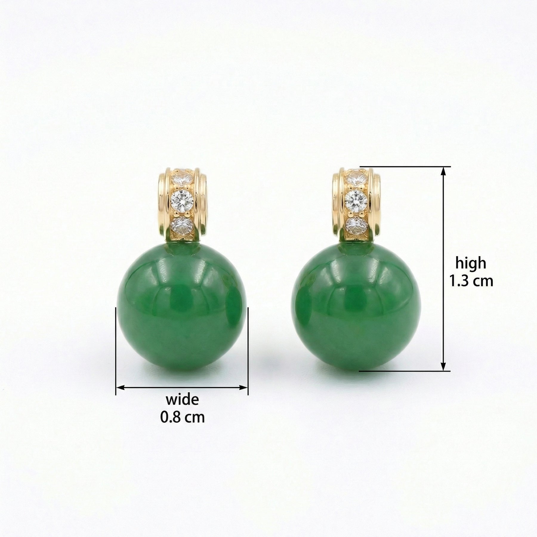 Jadeite Bead Stud Earrings – jade earrings, close-up