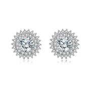 Silver Floral Studs with Sparkling stone Center – sparkling stone earrings