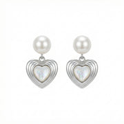 Pearl and Mother-of-Pearl Heart Drops – mother-of-pearl earrings, side detail