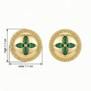 Vintage Floral Disc Stud Earrings – sterling silver earrings