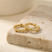 Textured Studded Hoop Earrings – sterling silver earrings, front view