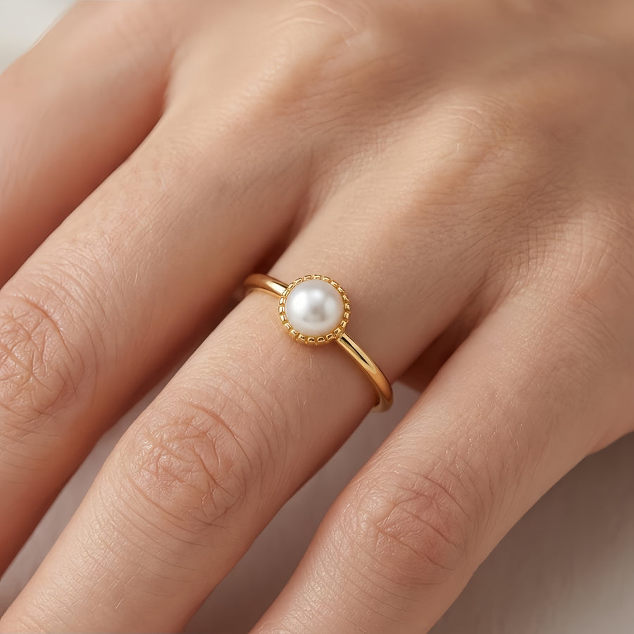 Pearl Solitaire Sunburst Ring – pearl ring