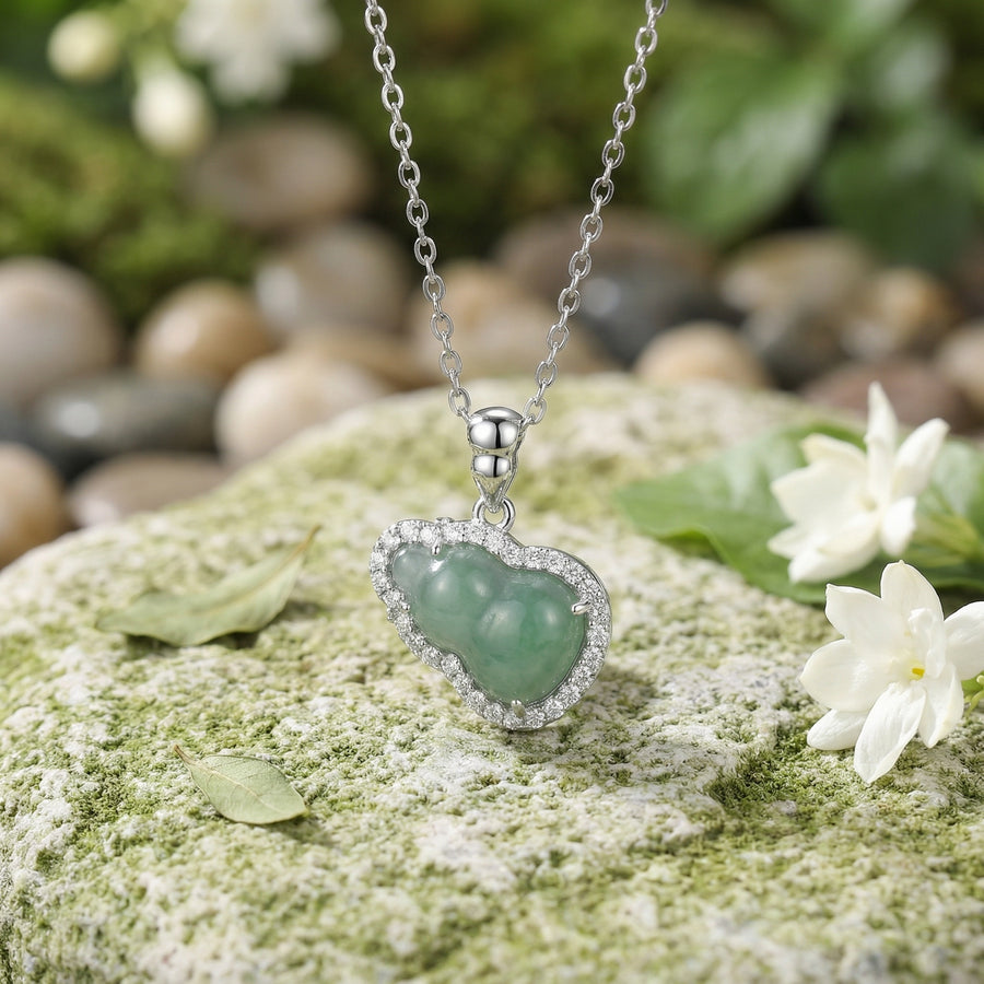 Jadeite Ruyi Pendant Necklace – jade necklace, front view