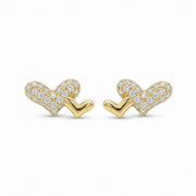 Heart-to-Heart Duo Stud Earrings – sterling silver earrings, front view