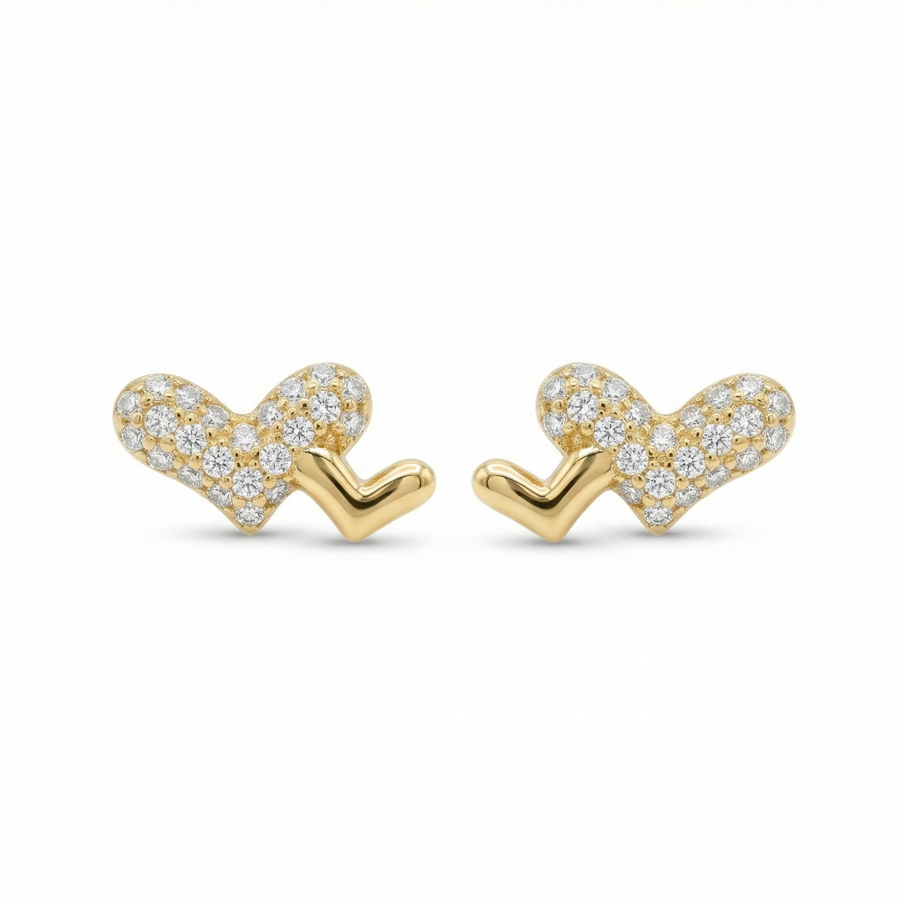Heart-to-Heart Duo Stud Earrings – sterling silver earrings, front view
