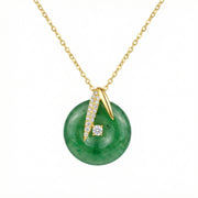 Green Jade Pi Disc Necklace – jade necklace, front view