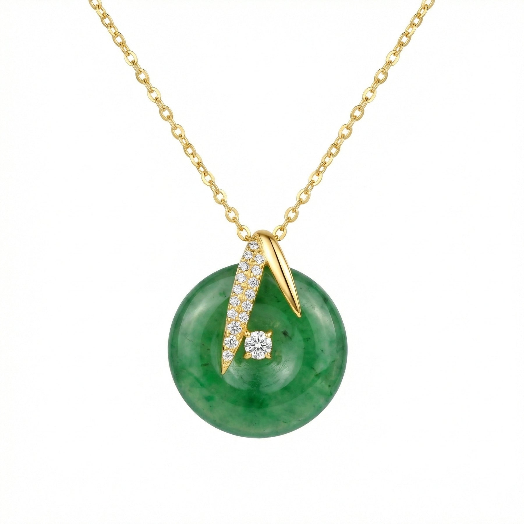 Green Jade Pi Disc Necklace – jade necklace, front view