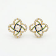 Pearl Clover Enamel Stud Earrings – pearl earrings