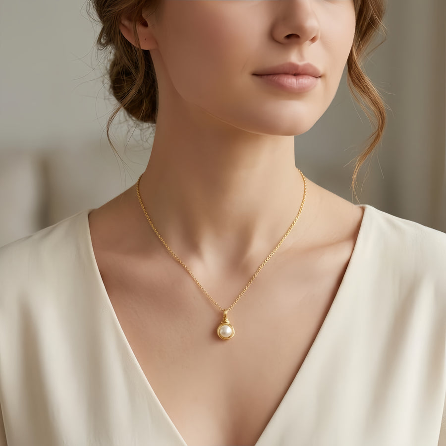 Wire-Wrapped Pearl Pendant Necklace – pearl necklace