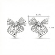Filigree Bow Knot Stud Earrings – sterling silver earrings, close-up
