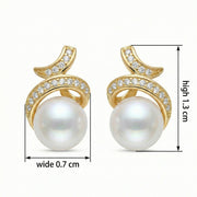 Pearl Swirl Stud Earrings, Scrollwork – pearl earrings, close-up