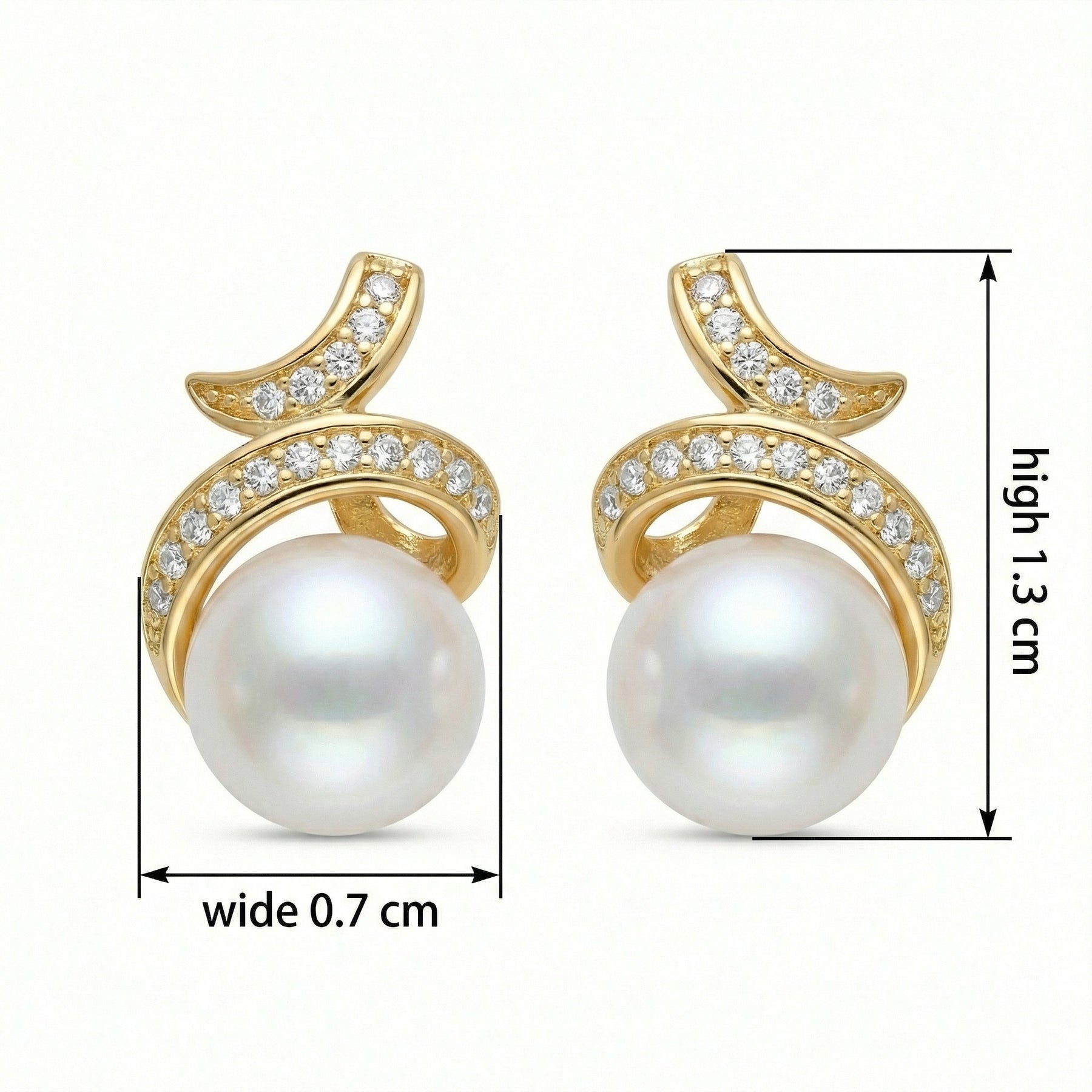 Pearl Swirl Stud Earrings, Scrollwork – pearl earrings, close-up