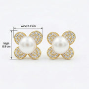 Pearl and CZ Floral Petal Studs – pearl earrings