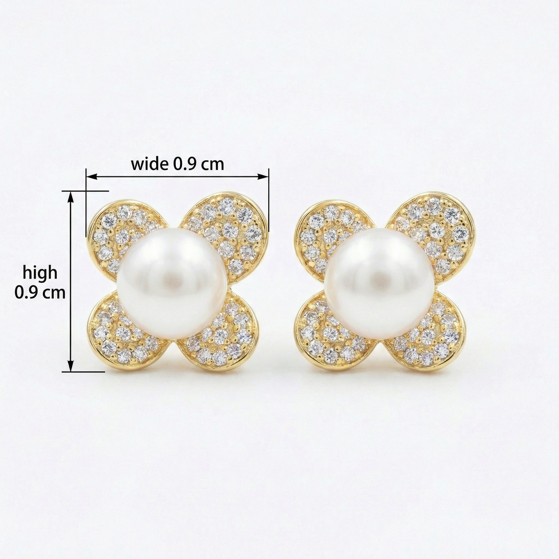 Pearl and CZ Floral Petal Studs – pearl earrings