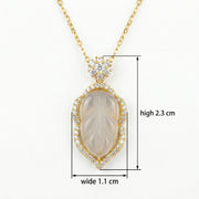 Carved Leaf Gemstone Necklace – sterling silver necklace, front view