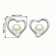 Cultured Pearl Heart Stud Earrings – pearl earrings, front view