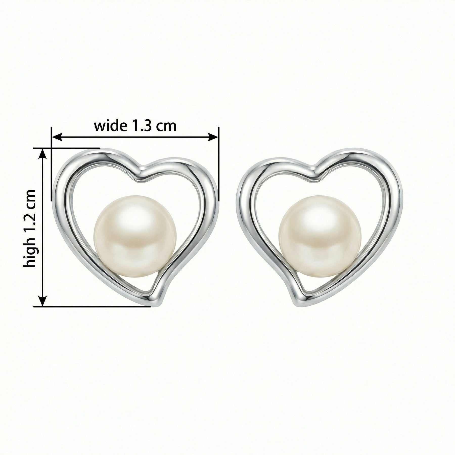 Cultured Pearl Heart Stud Earrings – pearl earrings, front view