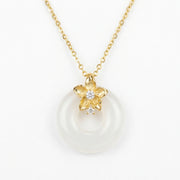 Floral Blossom Circle Pendant Necklace – sterling silver necklace