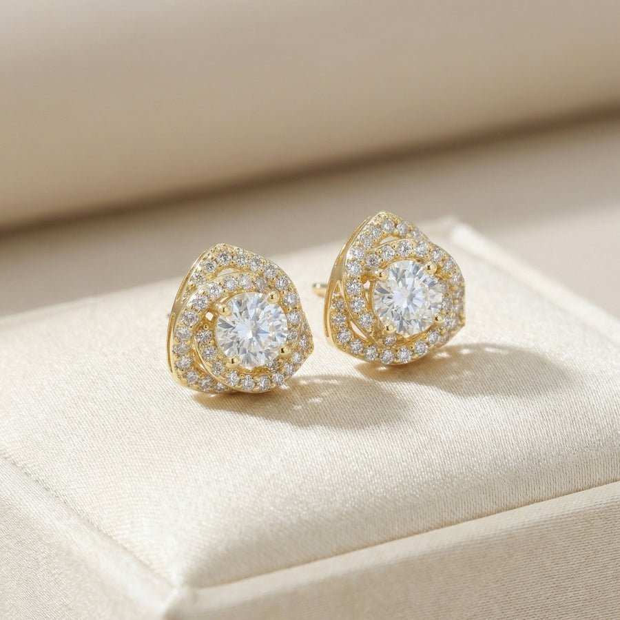 Double Halo Round Stud Earrings – sterling silver earrings
