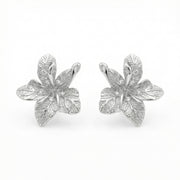 Hibiscus Flower Stud Earrings – sterling silver earrings, close-up