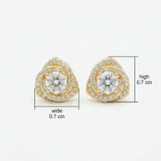 Double Halo Round Stud Earrings – sterling silver earrings, close-up