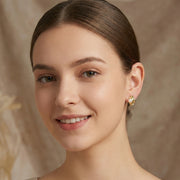 Pearl and Textured Oval Statement Earrings – pearl earrings, close-up
