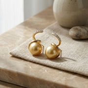 South Sea Pearl Spiral Earrings – pearl earrings, close-up