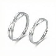Infinity Twist Couple Rings Set – sterling silver ring, front view