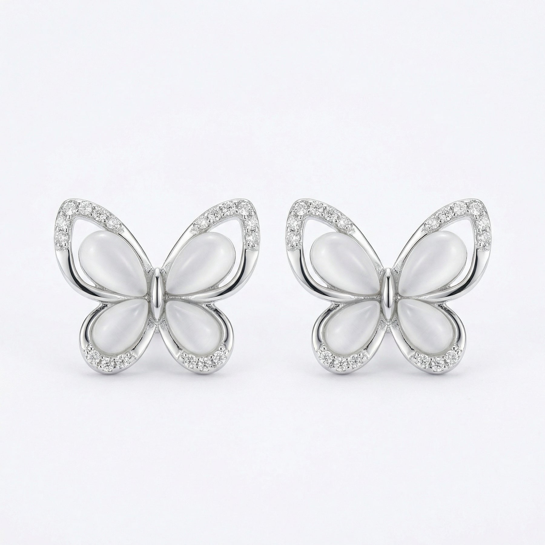 Mother-of-Pearl Butterfly Studs – mother-of-pearl earrings, front view