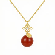 Chinese Knot Fu Character Necklace – sterling silver necklace, close-up