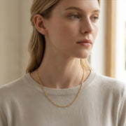 gold-tone Figaro Chain Necklace with Charm – sterling silver necklace, front view