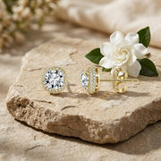 gold-tone Halo Stud Earrings, Butterfly Backs – sterling silver earrings, front view