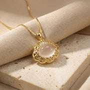 Oval Moonstone Filigree Necklace – sterling silver necklace, front view