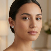Square Halo Pearl Stud Earrings – pearl earrings, side detail