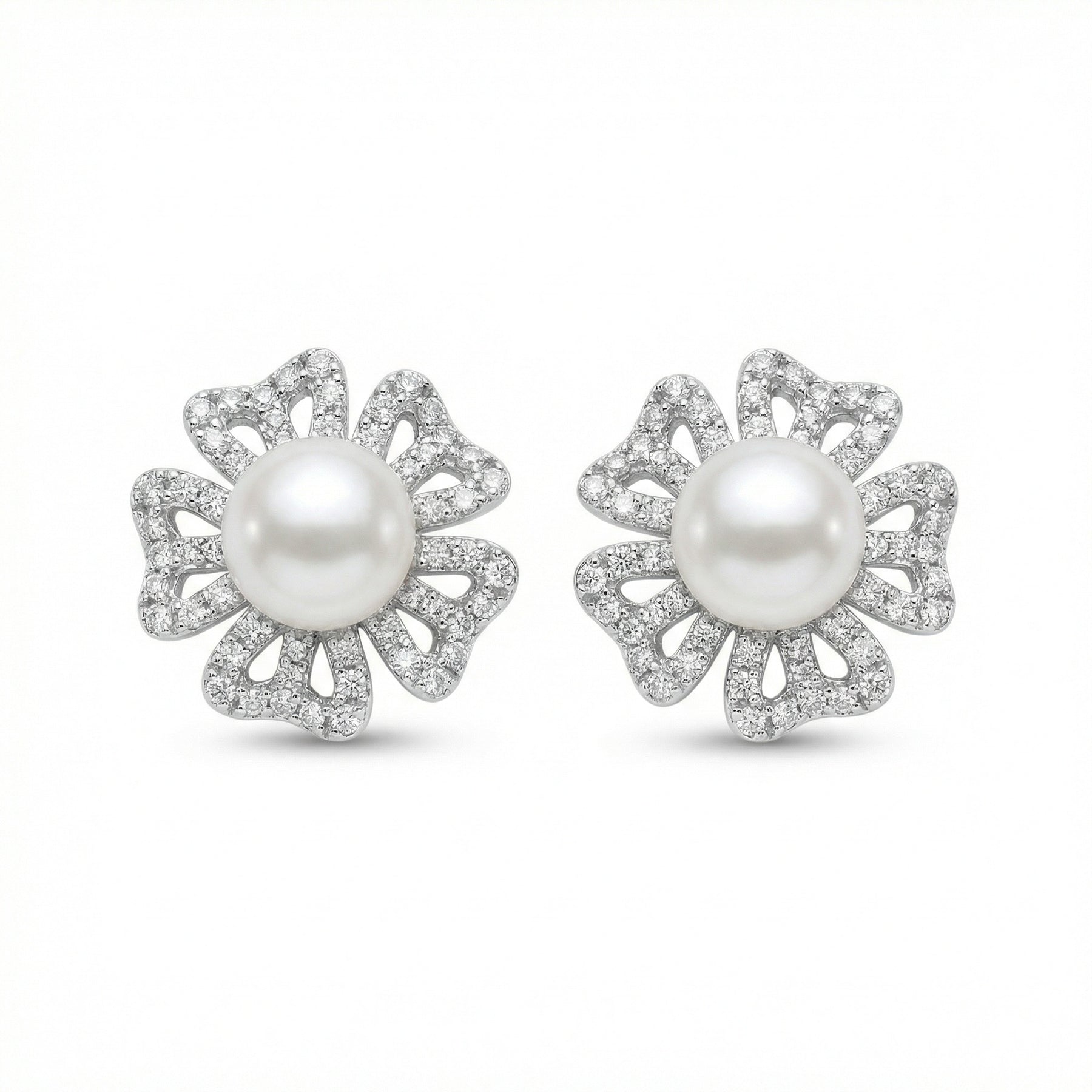 Pearl Floral Openwork Stud Earrings – pearl earrings