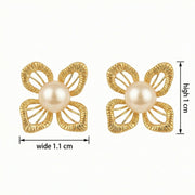 Pearl and Textured Floral Studs – pearl earrings