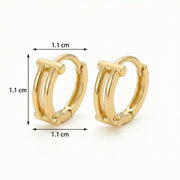 Double-Bar Geometric Huggie Hoops – sterling silver earrings, close-up