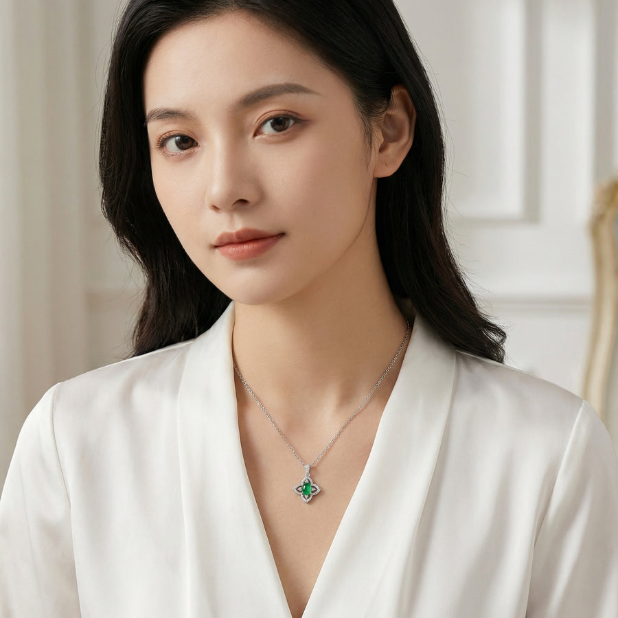 Deep green jade Flower Necklace – jade necklace