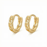Curb Link Textured Huggie Hoops – sterling silver earrings, side detail