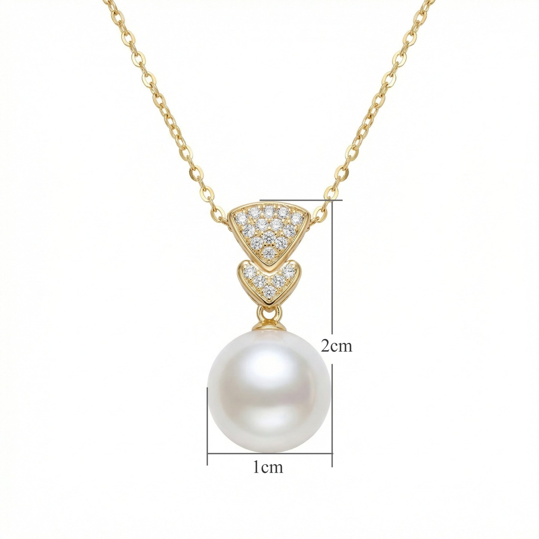 White Pearl Necklace, Geometric Accents – pearl necklace, side detail
